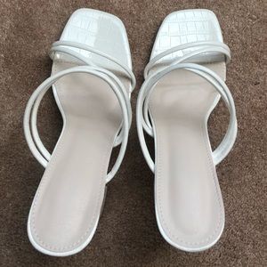 White snake skin heels